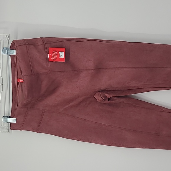 NWT Spanx faux suede leggings rich rose, pink size medium tall - Picture 3 of 10